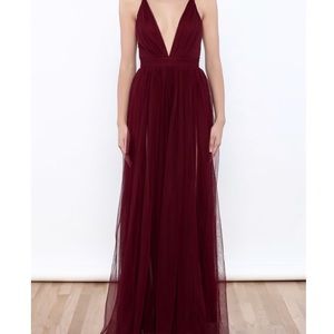 Plunging Tulle Formal Dress